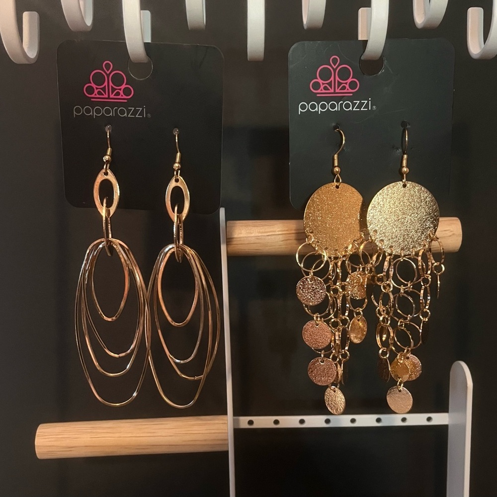 Lot of 10 Paparazzi Earrings Gold Tone & Copper Tone Mixed Styles (1)